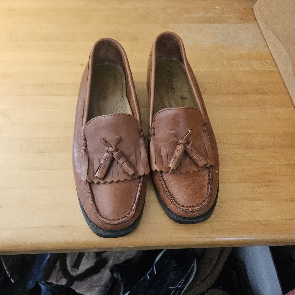 Bass Weejuns Marietta II Shoes Womens 8w  Brown Leather Tassel Loafers Slip On